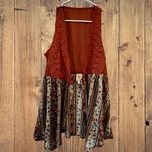 Boho open crochet swing vest NWT